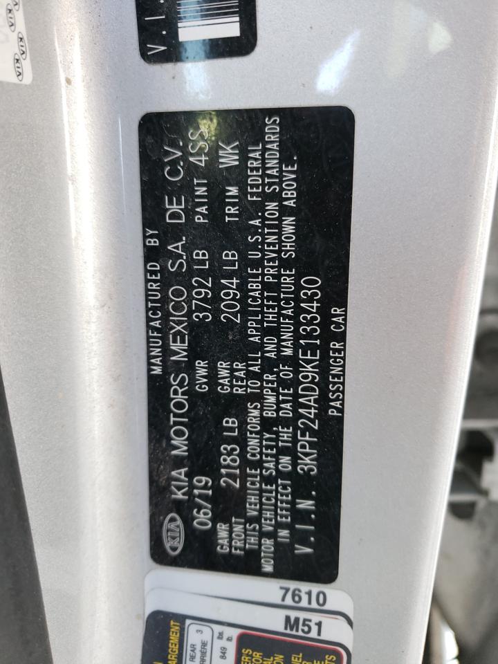 Photo 10 from auction – 2019 KIA FORTE FE with VIN 3KPF24AD9KE133430