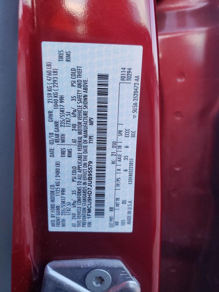 Photo 10 from auction – 2018 FORD ESCAPE SEL with VIN 1FMCU9HD7JUB95579