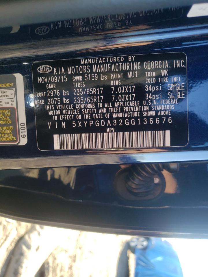 Photo 10 from auction – 2016 KIA SORENTO LX with VIN 5XYPGDA32GG136676