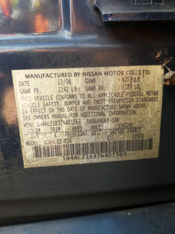 Photo 10 from auction – 2007 NISSAN ALTIMA 2.5 with VIN 1N4AL21E37N401563