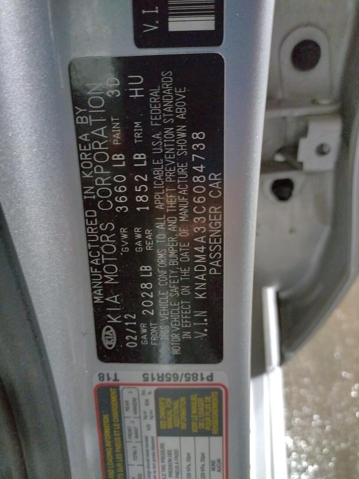 Photo 10 from auction – 2012 KIA RIO LX with VIN KNADM4A33C6084738