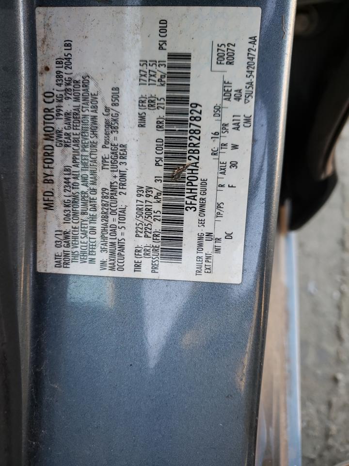 Photo 10 from auction – 2011 FORD FUSION SE with VIN 3FAHP0HA2BR287829