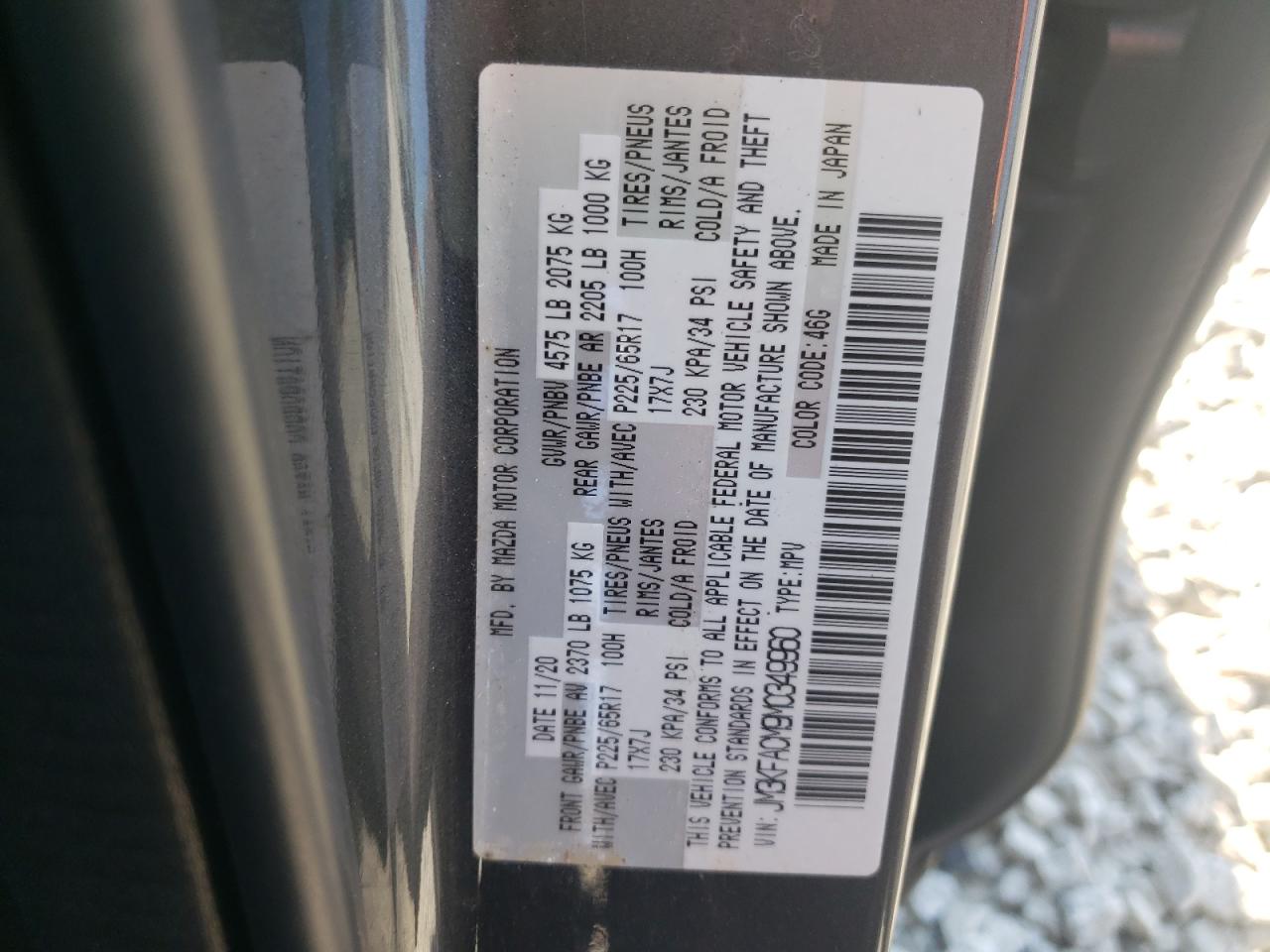 Photo 10 from auction – 2021 MAZDA CX-5 TOURI with VIN JM3KFACM9M0349960
