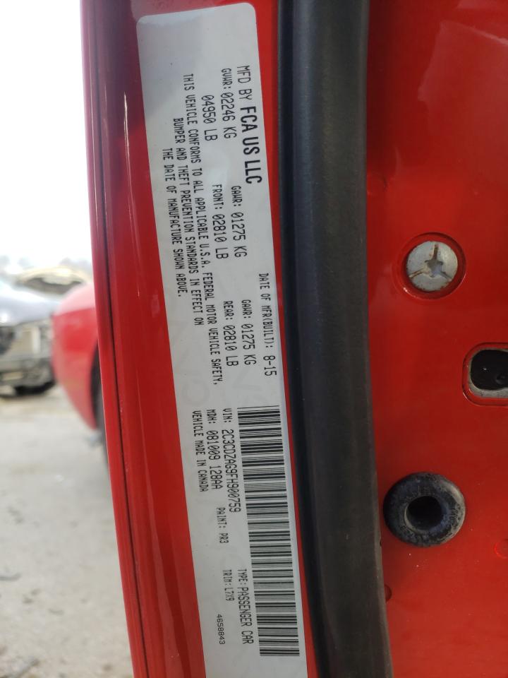 Photo 10 from auction – 2015 DODGE CHALLENGER with VIN 2C3CDZAG9FH900759