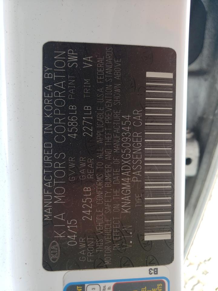 Photo 10 from auction – 2016 KIA OPTIMA HYB with VIN KNAGM4ADXG5093454