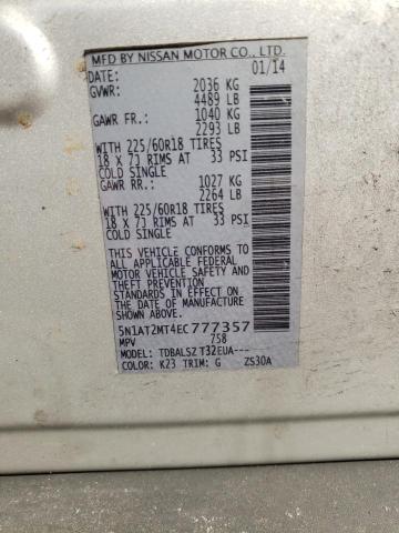 Photo 10 from auction – 2014 NISSAN ROGUE S with VIN 5N1AT2MT4EC777357
