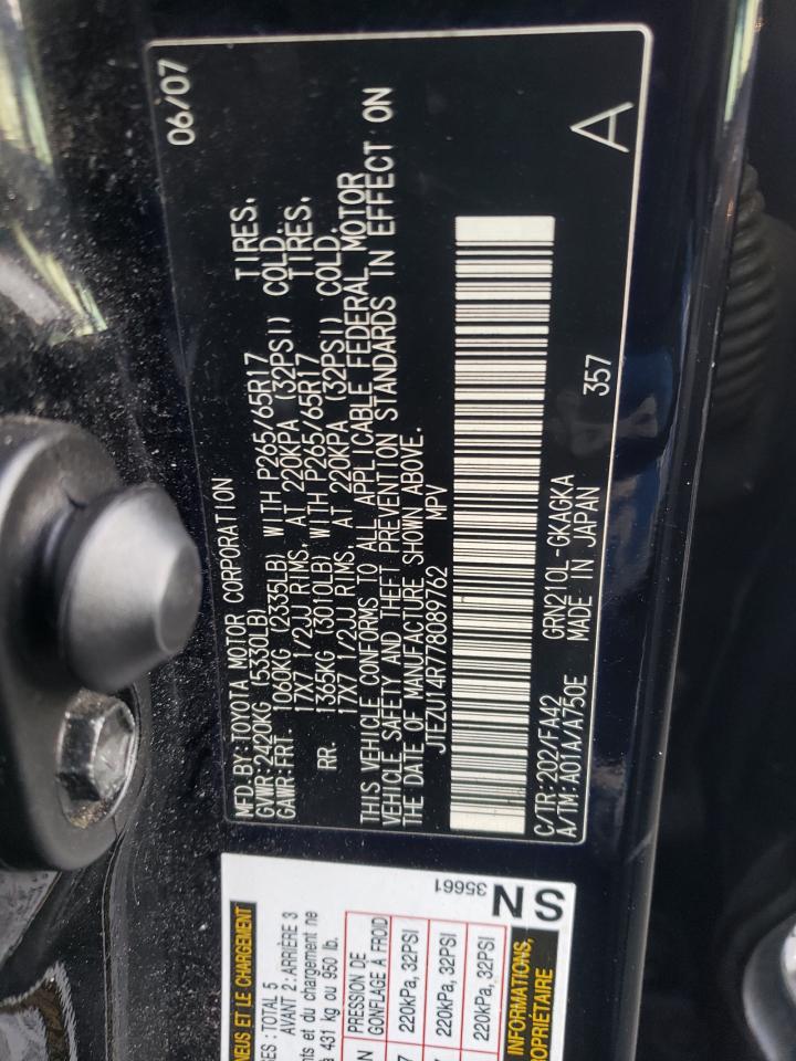 Photo 10 from auction – 2007 TOYOTA 4RUNNER SR with VIN JTEZU14R778089762