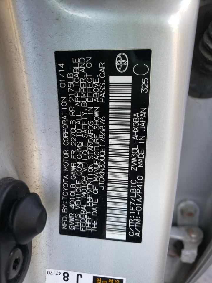 Photo 10 from auction – 2014 TOYOTA PRIUS with VIN JTDKN3DU0E1786876
