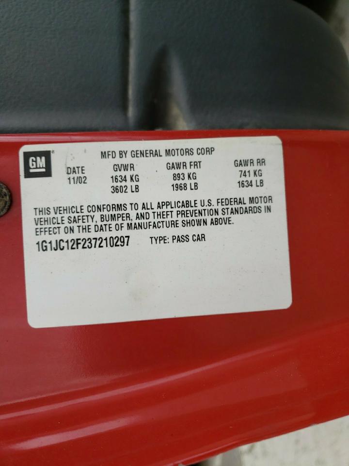 Photo 10 from auction – 2003 CHEVROLET CAVALIER with VIN 1G1JC12F237210297