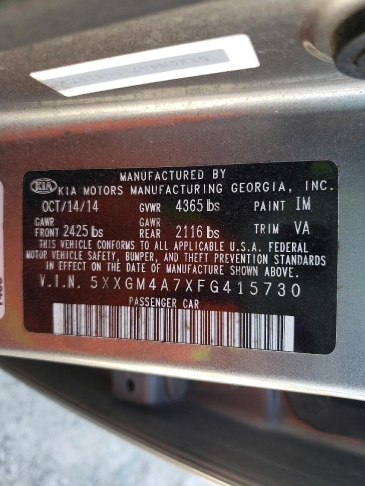 Photo 10 from auction – 2015 KIA OPTIMA LX with VIN 5XXGM4A7XFG415730