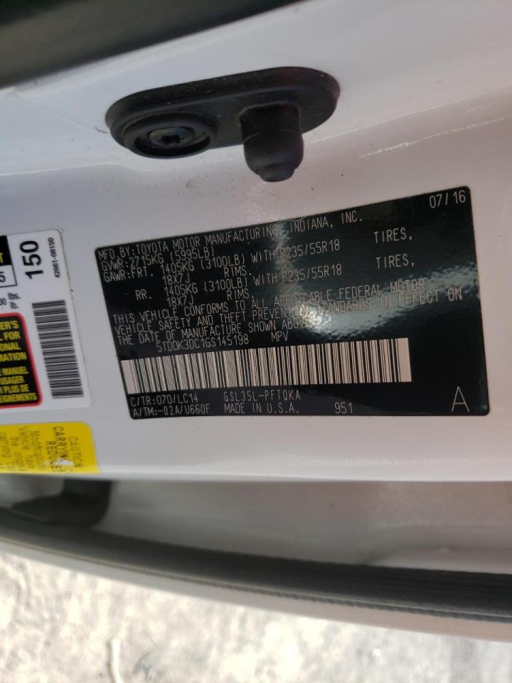 Photo 10 from auction – 2016 TOYOTA SIENNA XLE with VIN 5TDDK3DC1GS145198