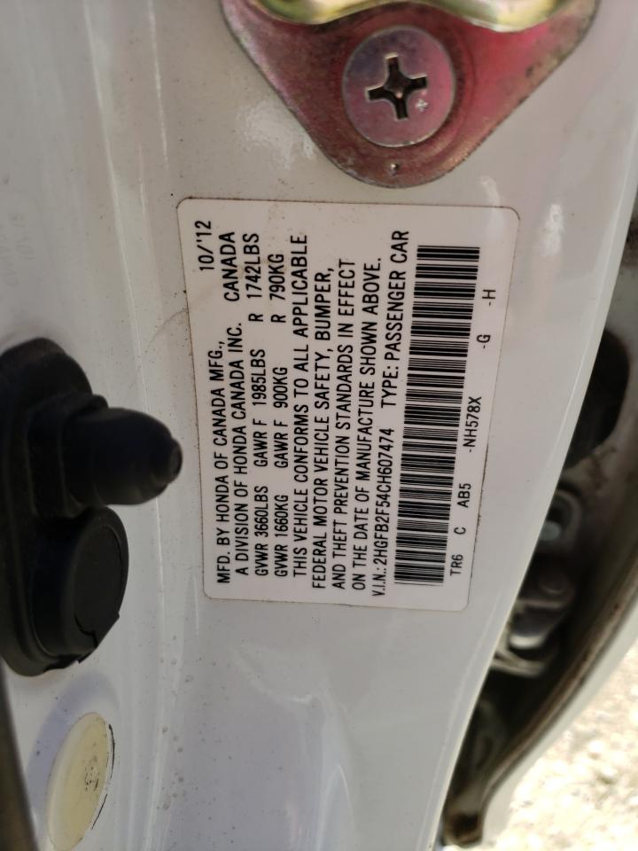 صورة رقم 10 من المزاد - 2012 HONDA CIVIC LX مع VIN 2HGFB2F54CH607474
