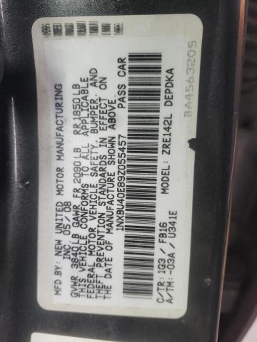 Photo 10 from auction – 2009 TOYOTA COROLLA BA with VIN 1NXBU40E89Z055457
