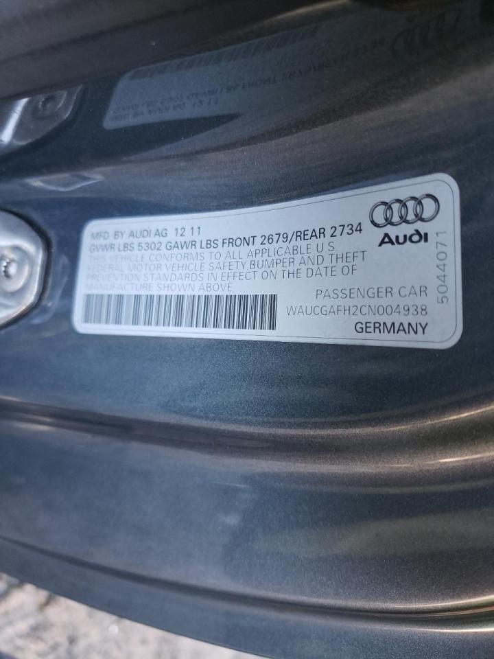 Photo 10 from auction – 2012 AUDI S5 PREMIUM with VIN WAUCGAFH2CN004938