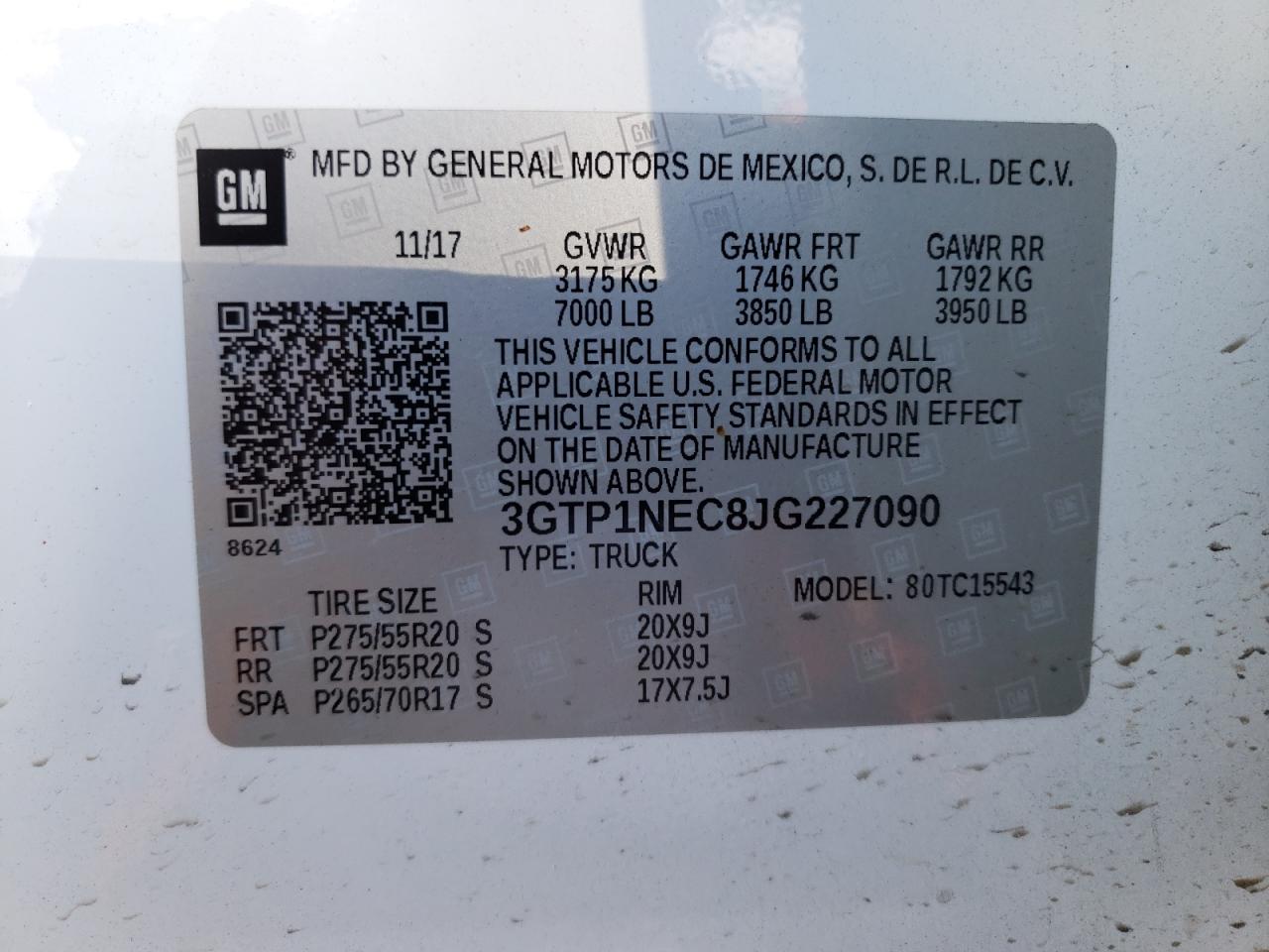 Photo 10 from auction – 2018 GMC SIERRA C15 with VIN 3GTP1NEC8JG227090
