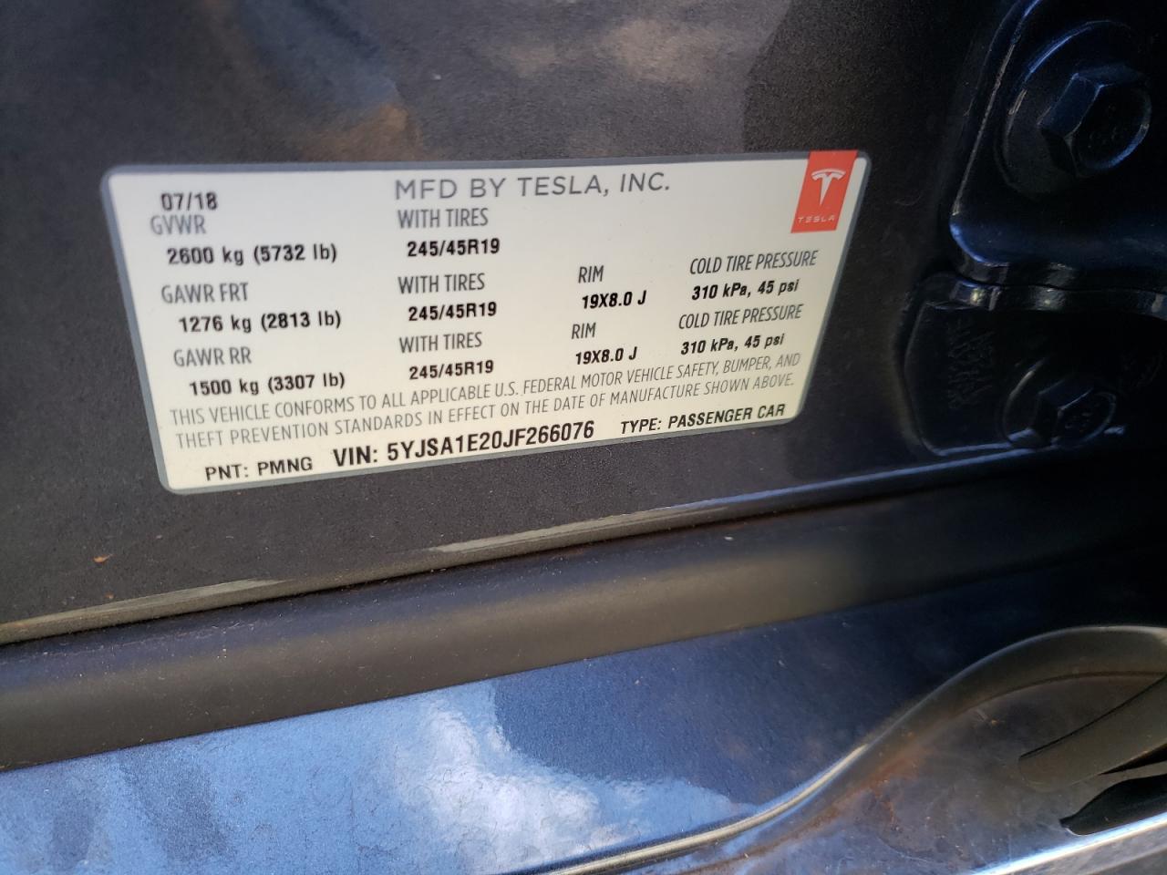 Photo 10 from auction – 2018 TESLA MODEL S with VIN 5YJSA1E20JF266076