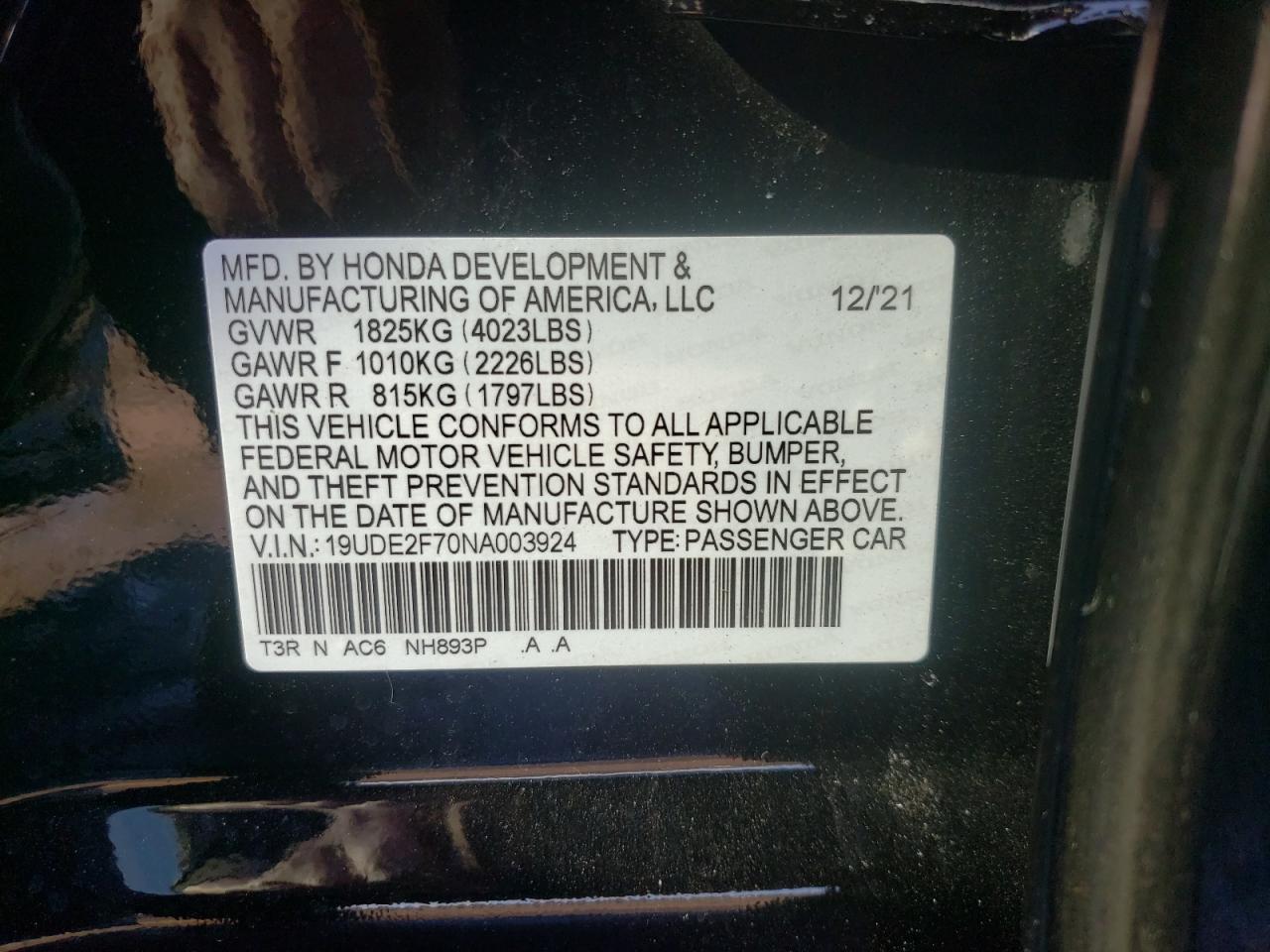 Photo 10 from auction – 2022 ACURA ILX PREMIU with VIN 19UDE2F70NA003924