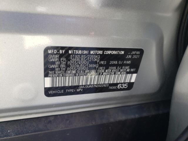 Photo 10 from auction – 2022 MITSUBISHI OUTLANDER with VIN JA4J3UA87NZ022923