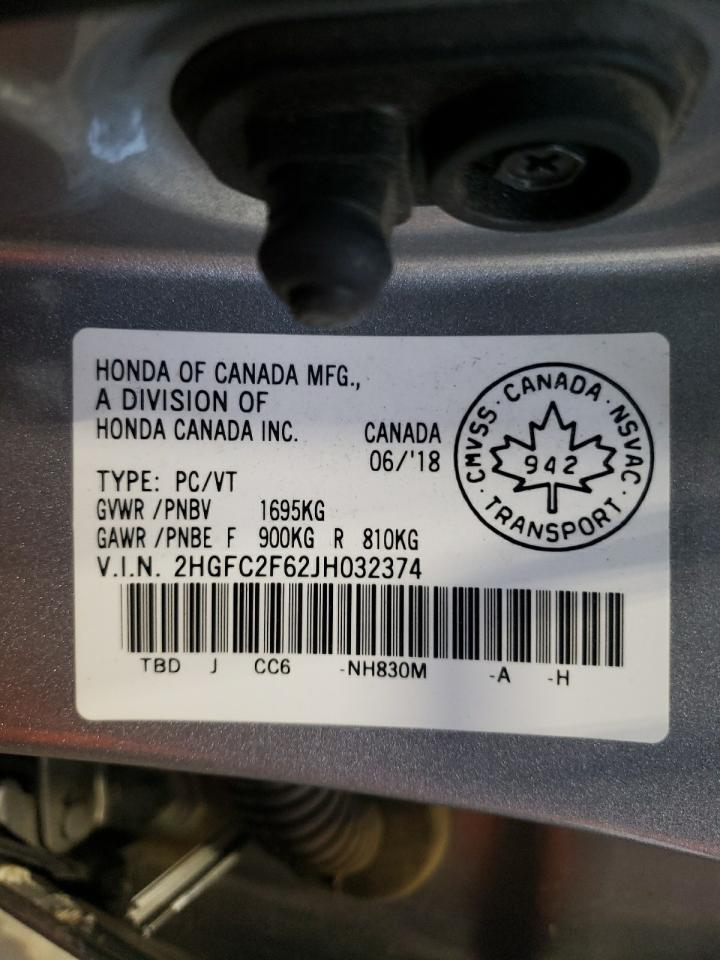 Photo 10 from auction – 2018 HONDA CIVIC LX with VIN 2HGFC2F62JH032374