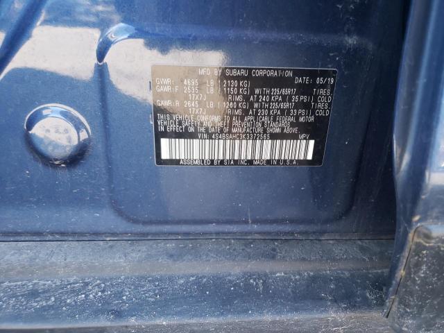 Photo 10 from auction – 2019 SUBARU OUTBACK 2. with VIN 4S4BSAHC3K3372565