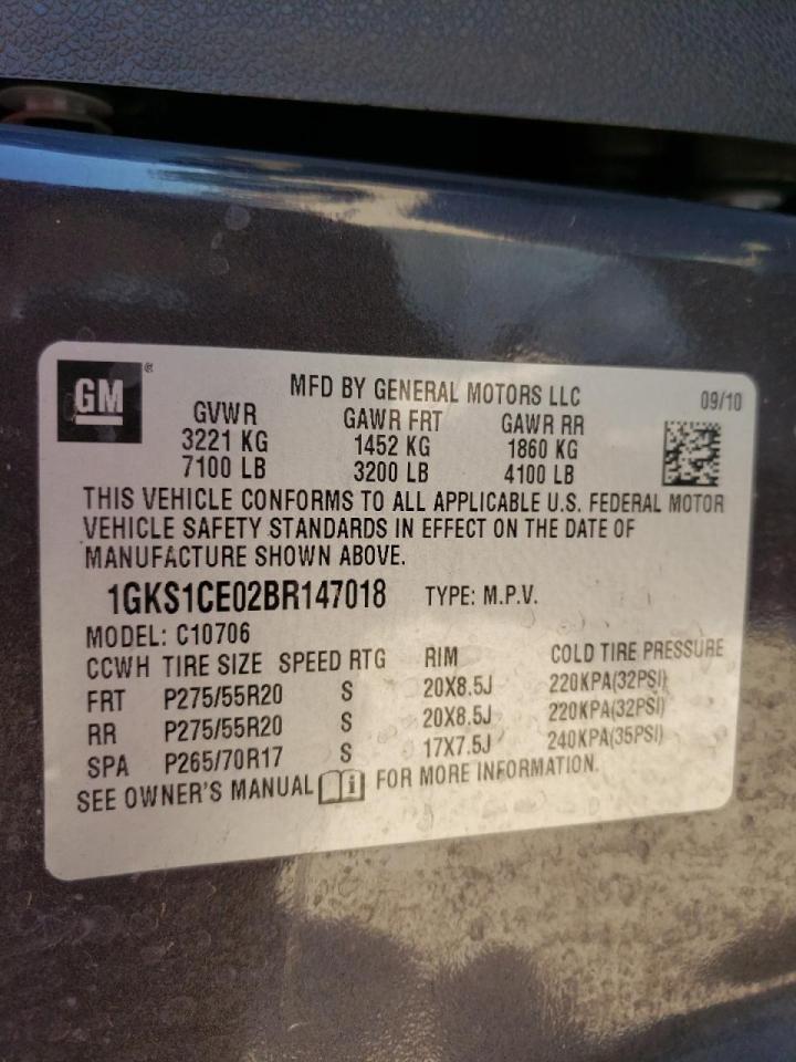 Photo 10 from auction – 2011 GMC YUKON SLT with VIN 1GKS1CE02BR147018