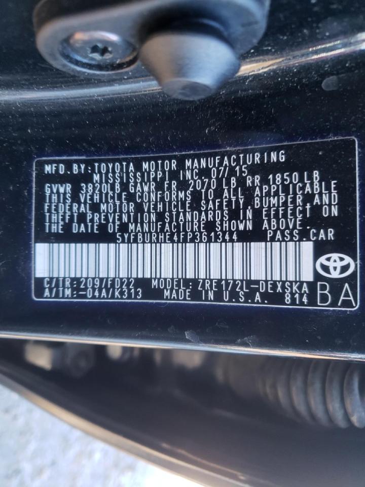 Photo 10 from auction – 2015 TOYOTA COROLLA L with VIN 5YFBURHE4FP361344