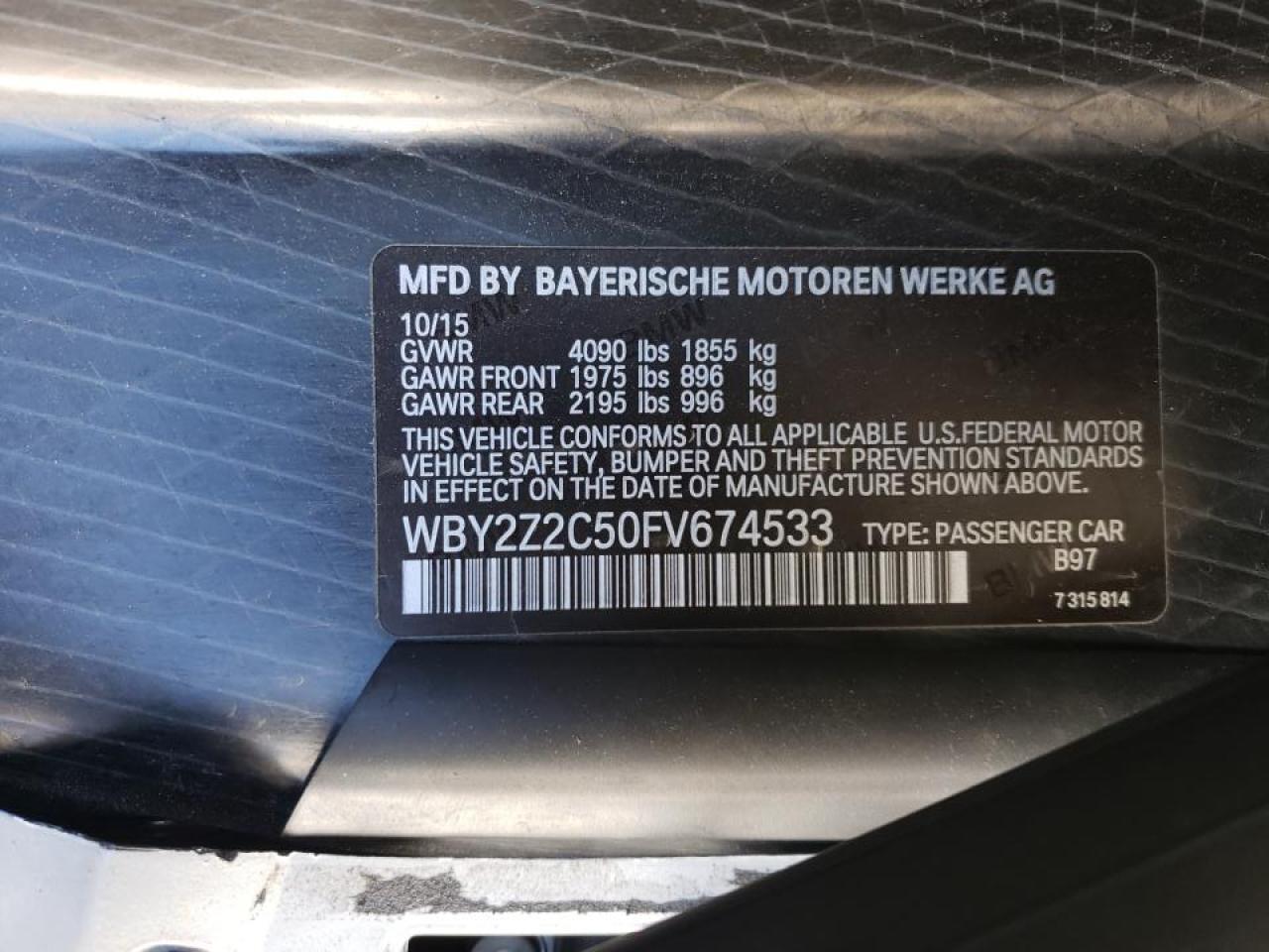 Photo 10 from auction – 2015 BMW I8 with VIN WBY2Z2C50FV674533