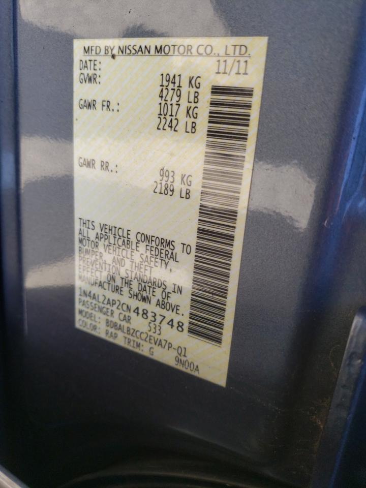 Photo 10 from auction – 2012 NISSAN ALTIMA BAS with VIN 1N4AL2AP2CN483748