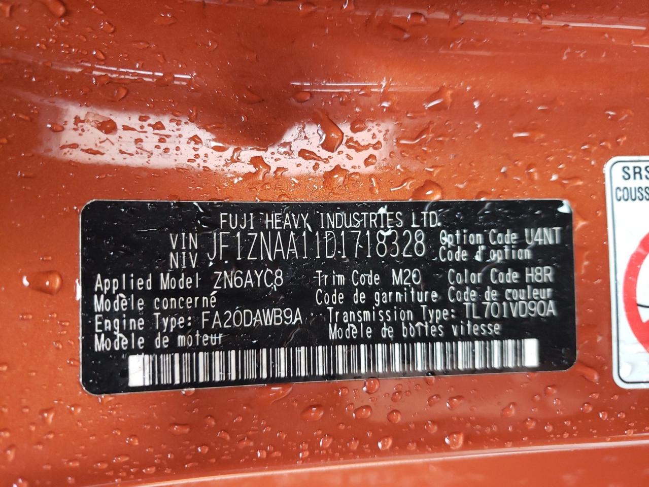 Photo 10 from auction – 2013 SCION FRS with VIN JF1ZNAA11D1718328