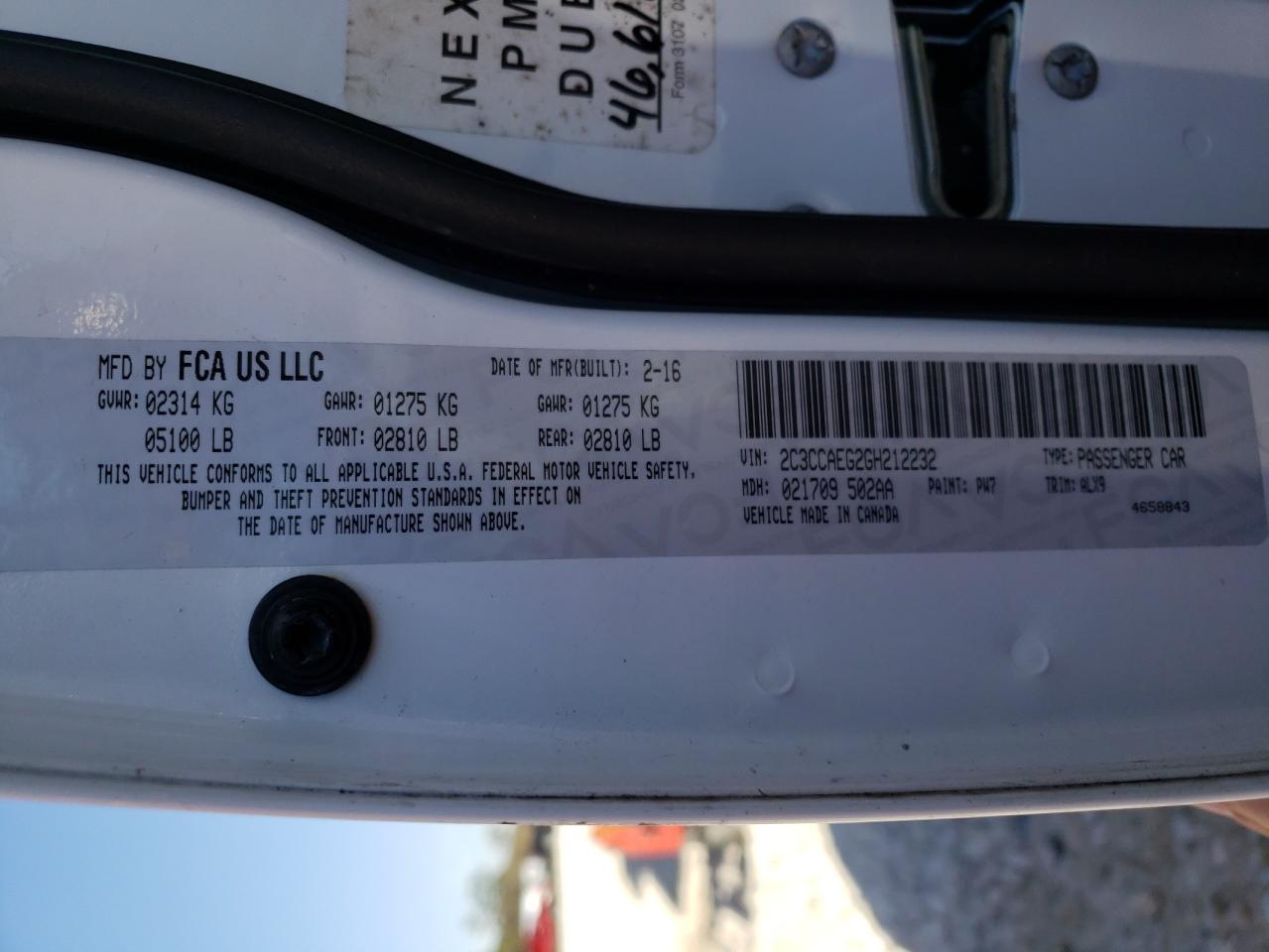 Photo 10 from auction – 2016 CHRYSLER 300C with VIN 2C3CCAEG2GH212232