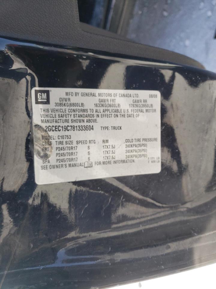 Photo 10 from auction – 2008 CHEVROLET SILVERADO with VIN 2GCEC19C781333604