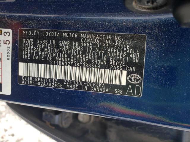 Photo 10 from auction – 2008 TOYOTA COROLLA CE with VIN 2T1BR32E38C886549
