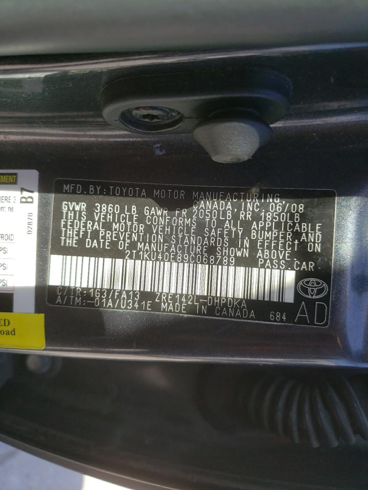 Photo 10 from auction – 2009 TOYOTA COROLLA MA with VIN 2T1KU40E89C068789