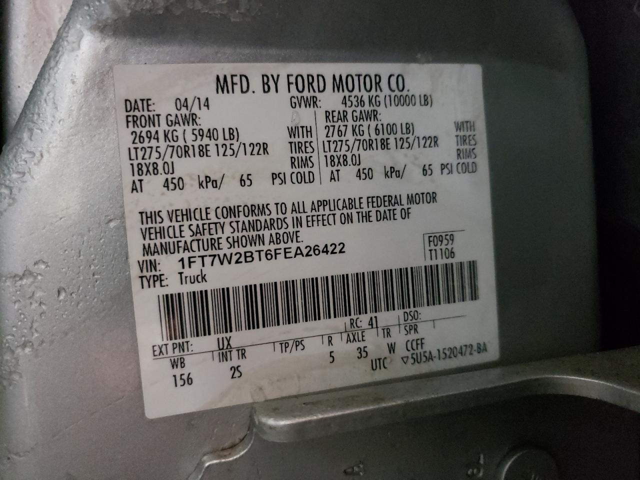 Photo 10 from auction – 2015 FORD F250 SUPER with VIN 1FT7W2BT6FEA26422