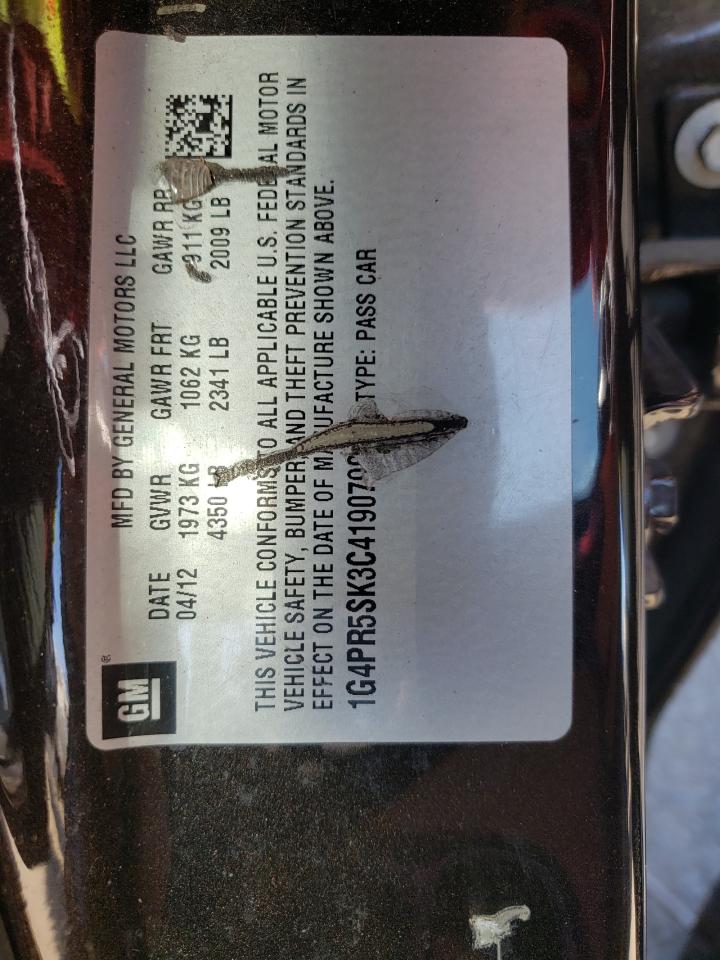 Photo 10 from auction – 2012 BUICK VERANO CON with VIN 1G4PR5SK3C4190790