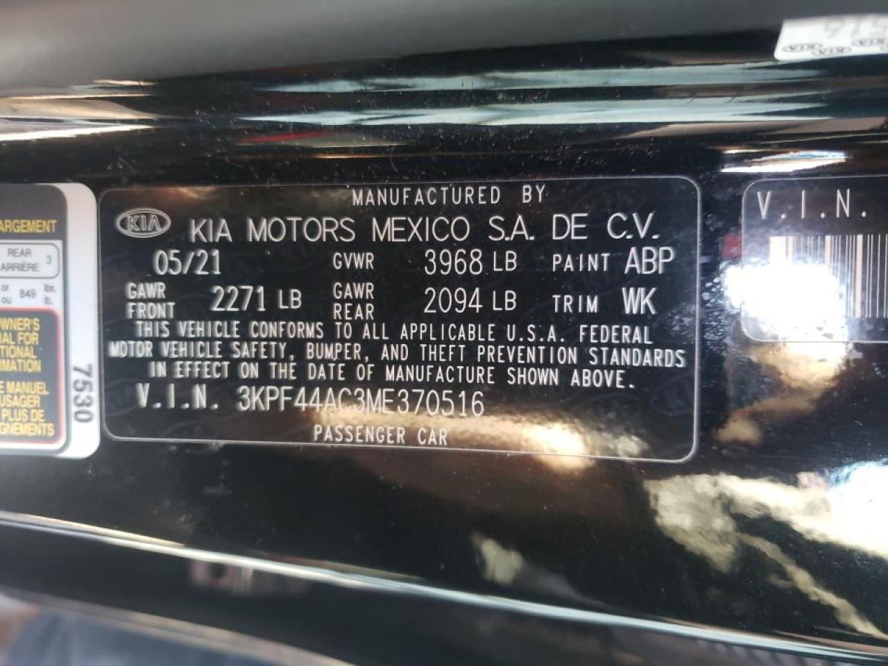 Photo 10 from auction – 2021 KIA FORTE GT with VIN 3KPF44AC3ME370516