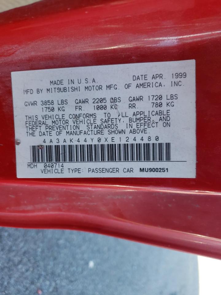 Photo 10 from auction – 1999 MITSUBISHI ECLIPSE GS with VIN 4A3AK44Y0XE124480