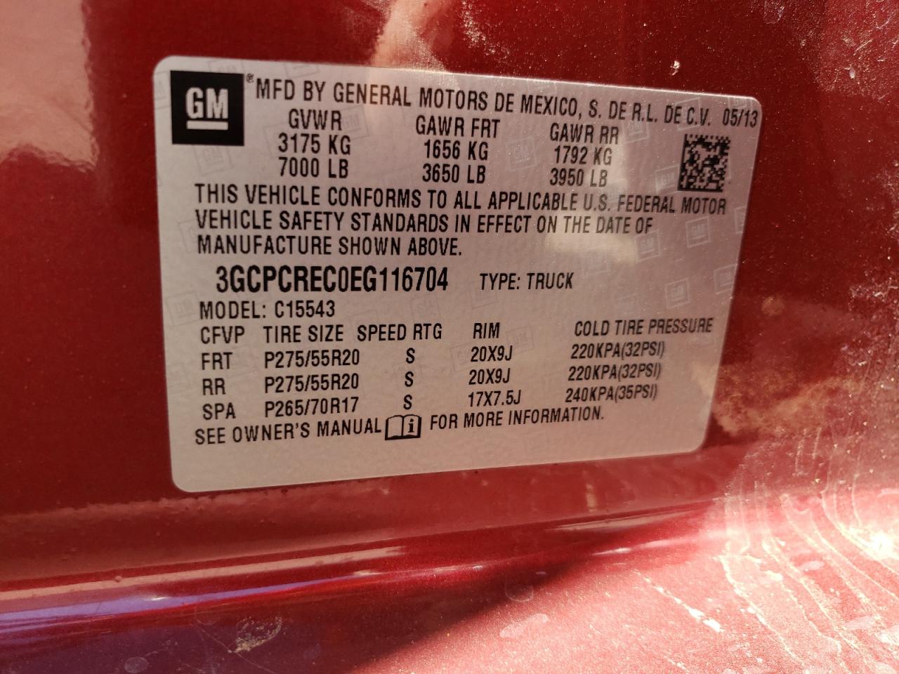 Photo 10 from auction – 2014 CHEVROLET SILVERADO with VIN 3GCPCREC0EG116704