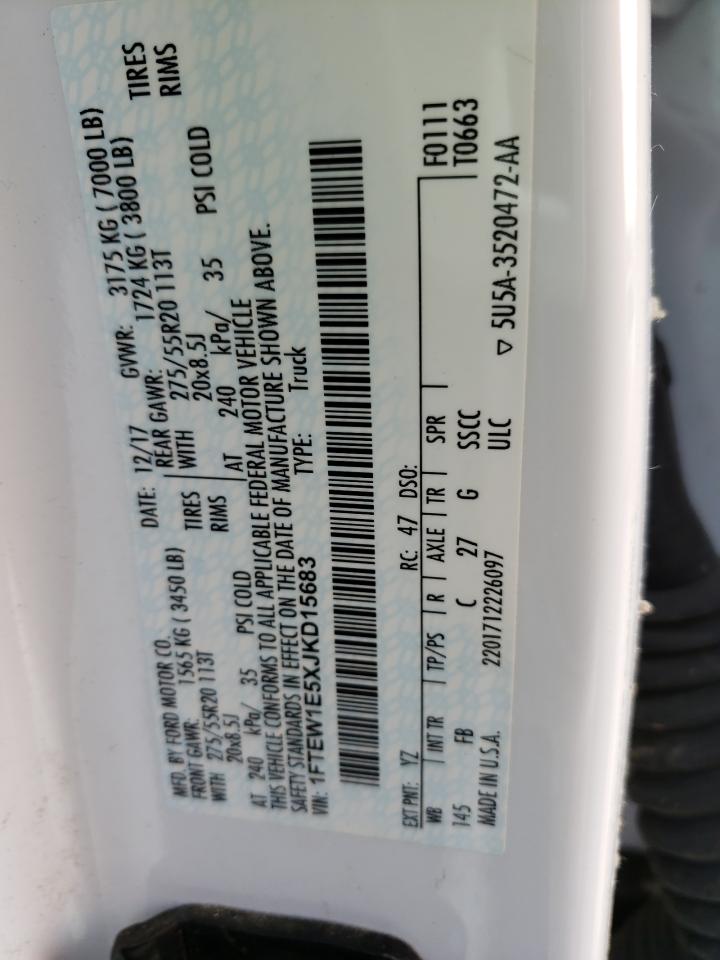 Photo 10 from auction – 2018 FORD F150 SUPER with VIN 1FTEW1E5XJKD15683
