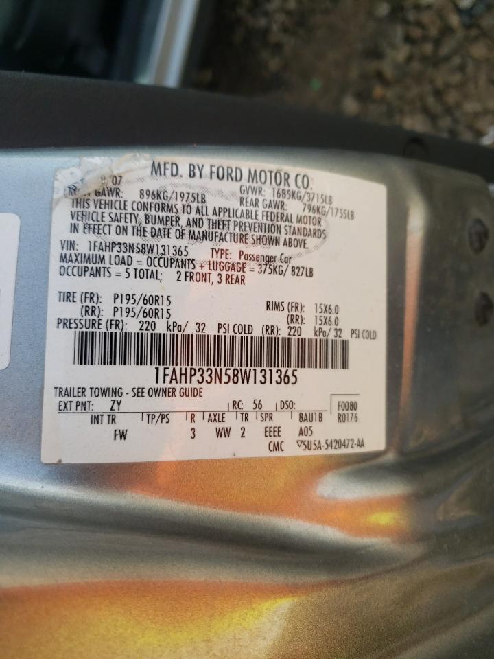 Photo 10 from auction – 2008 FORD FOCUS SE with VIN 1FAHP33N58W131365