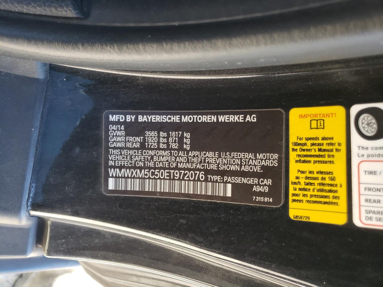 Photo 10 from auction – 2014 MINI COOPER with VIN WMWXM5C50ET972076
