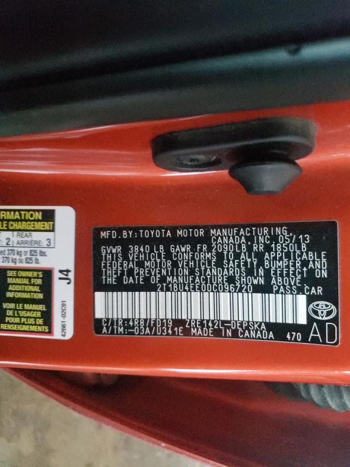 Photo 10 from auction – 2013 TOYOTA COROLLA BA with VIN 2T1BU4EE0DC096720