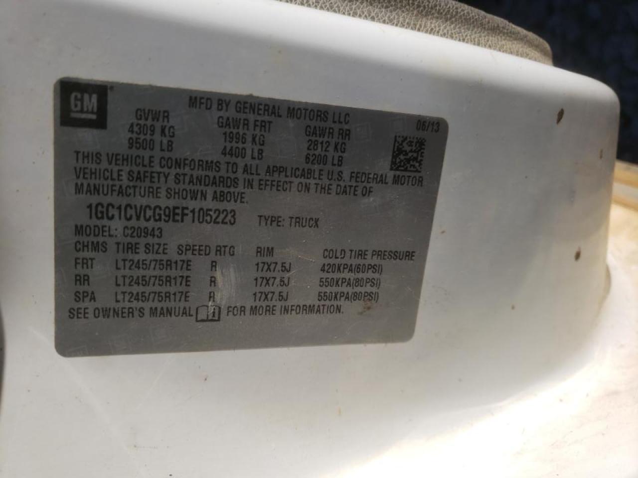 Photo 10 from auction – 2014 CHEVROLET SILVERADO with VIN 1GC1CVCG9EF105223