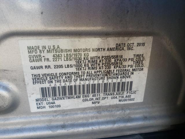 Photo 10 from auction – 2015 MITSUBISHI OUTLANDER with VIN 4A4AP3AU2FE054701