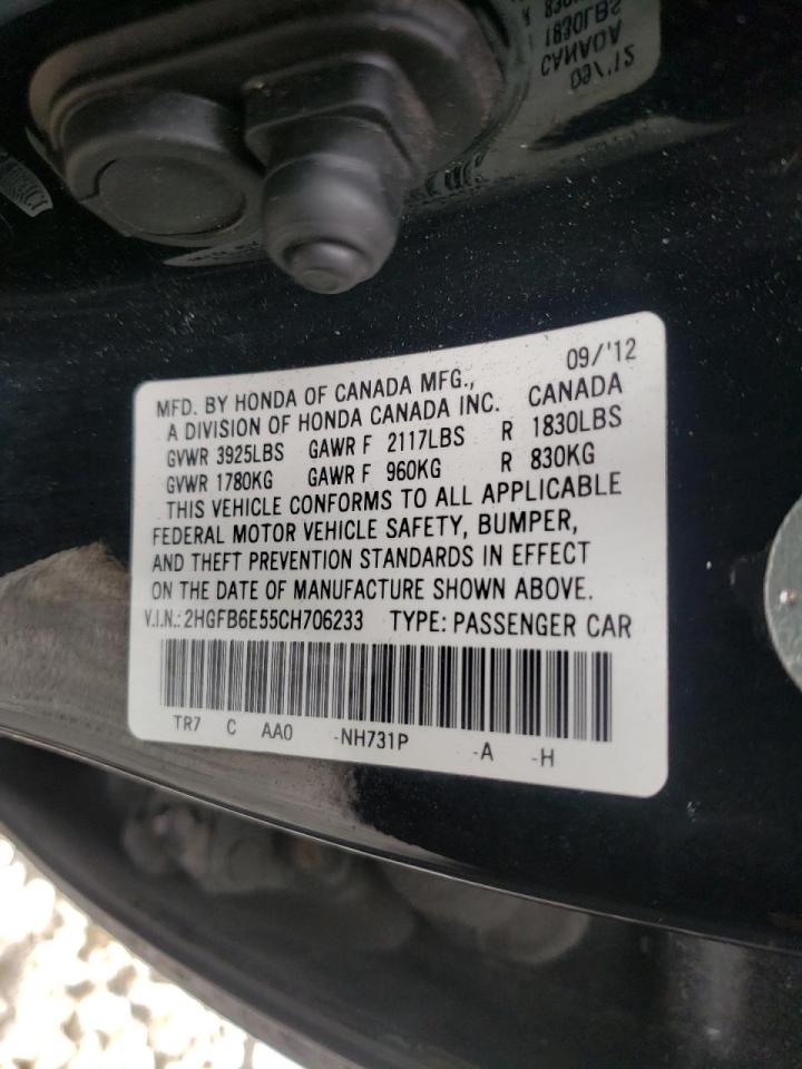 Zdjęcie 10 z aukcji – 2012 HONDA CIVIC SI z VIN 2HGFB6E55CH706233