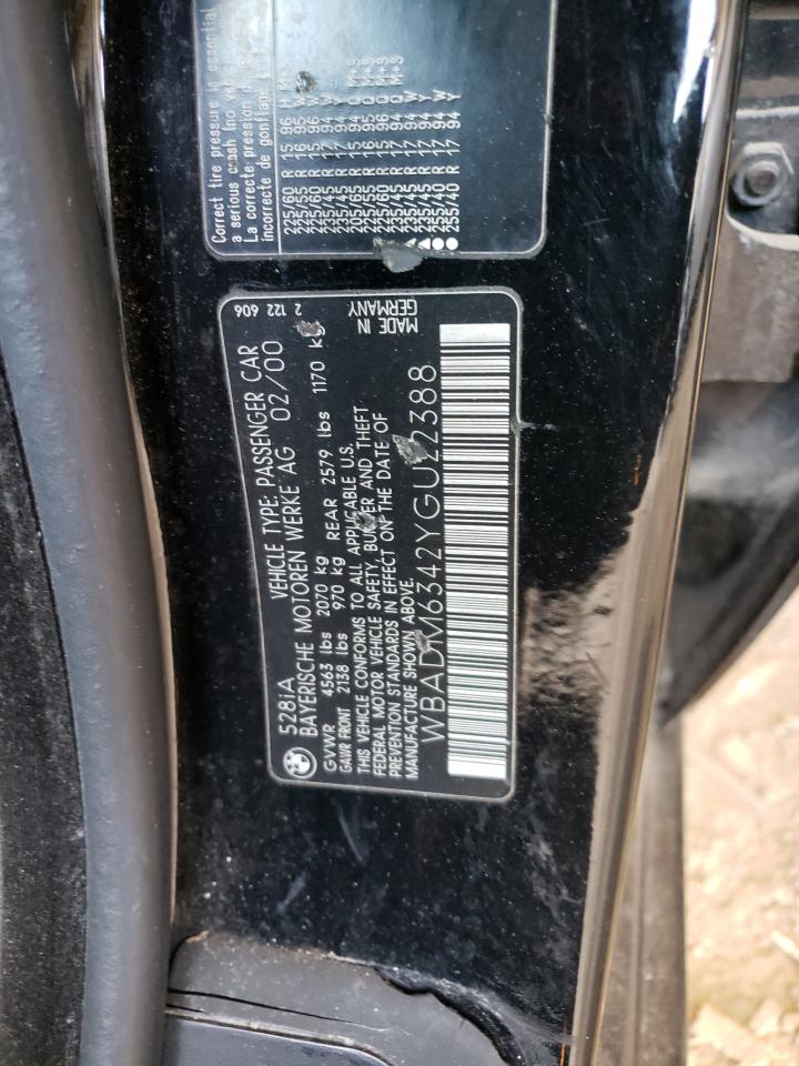 Photo 10 from auction – 2000 BMW 528 I AUTO with VIN WBADM6342YGU22388