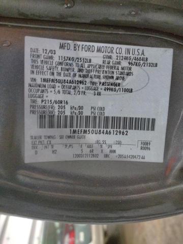 Photo 10 from auction – 2004 MERCURY SABLE GS with VIN 1MEFM50U84A612962
