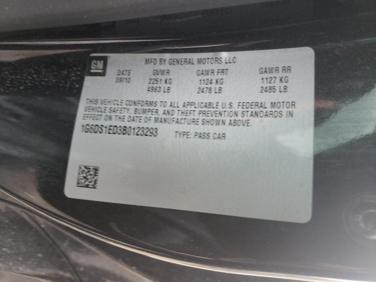 Photo 10 from auction – 2011 CADILLAC CTS PREMIU with VIN 1G6DS1ED3B0123293