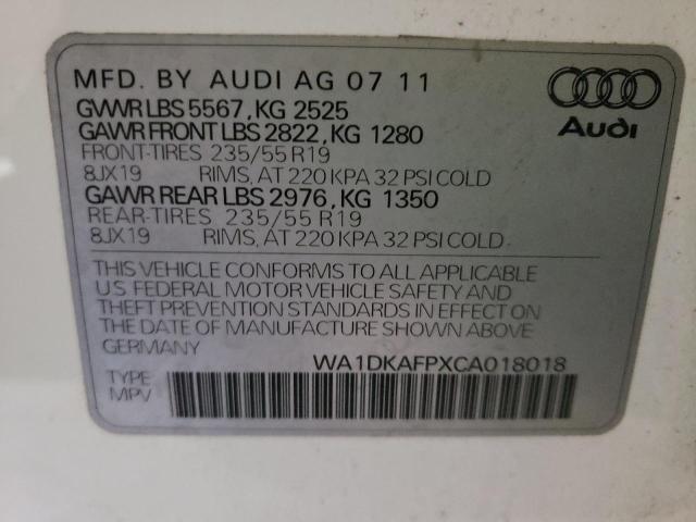 Photo 10 from auction – 2012 AUDI Q5 PREMIUM with VIN WA1DKAFPXCA018018