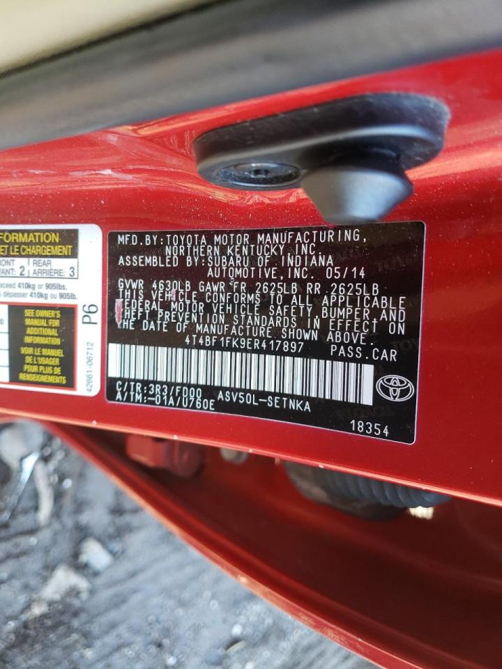 Photo 10 from auction – 2014 TOYOTA CAMRY L with VIN 4T4BF1FK9ER417897